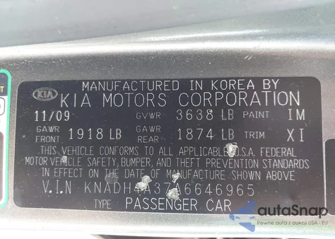 2010 Kia Rio Lx from USA, damaged, VIN KNADH4A37A6646965